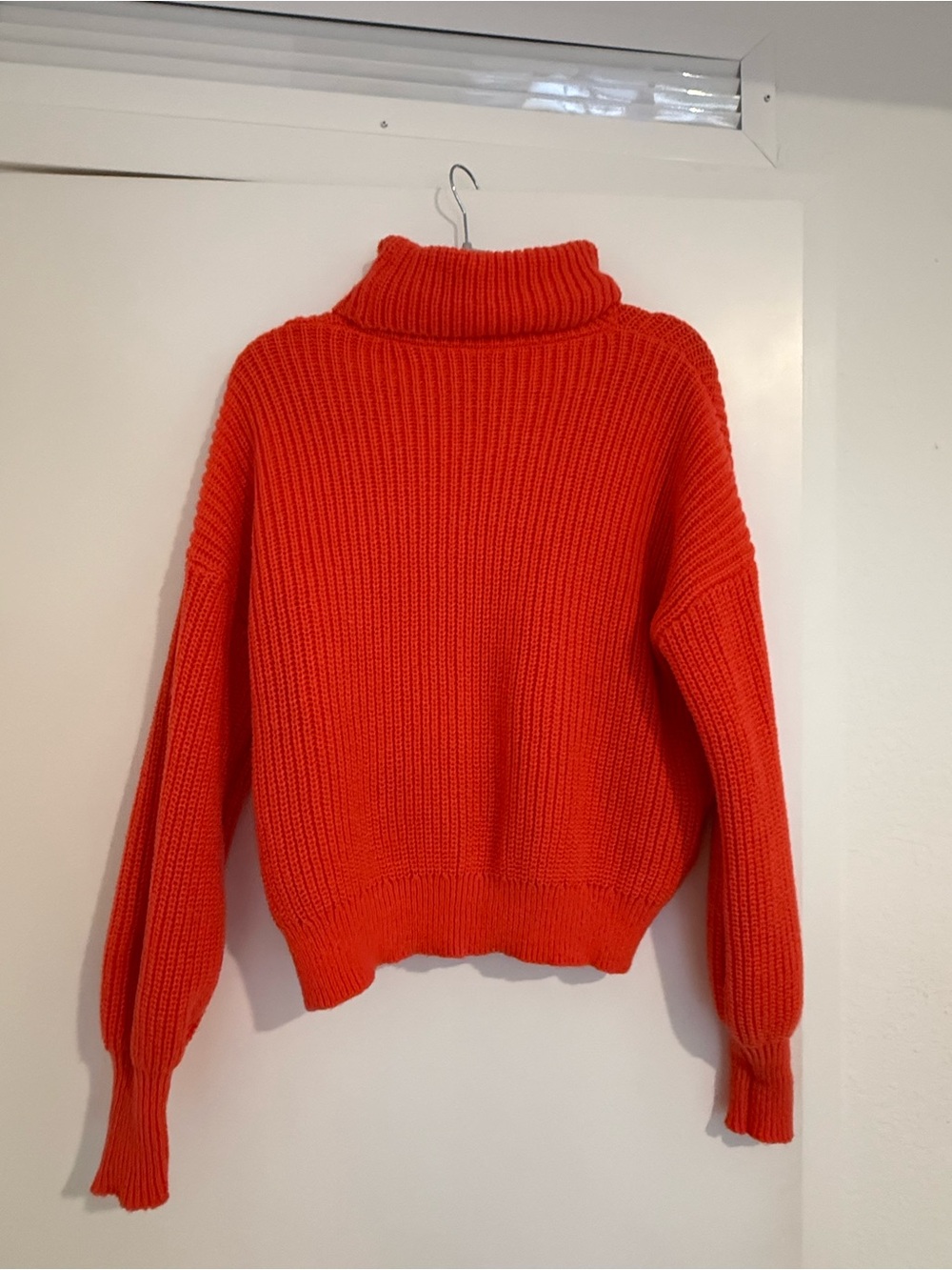 SHEIN Bright red Chunky Ribbed Turtleneck Sweater